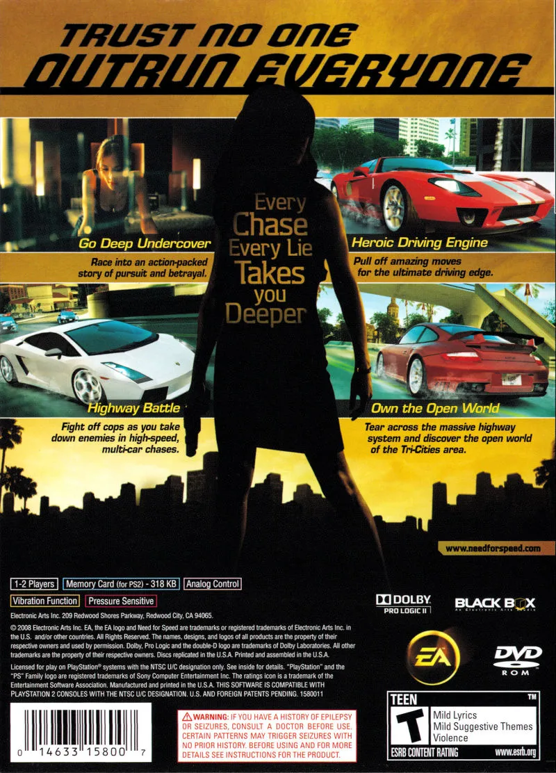 Need For Speed: Undercover box back