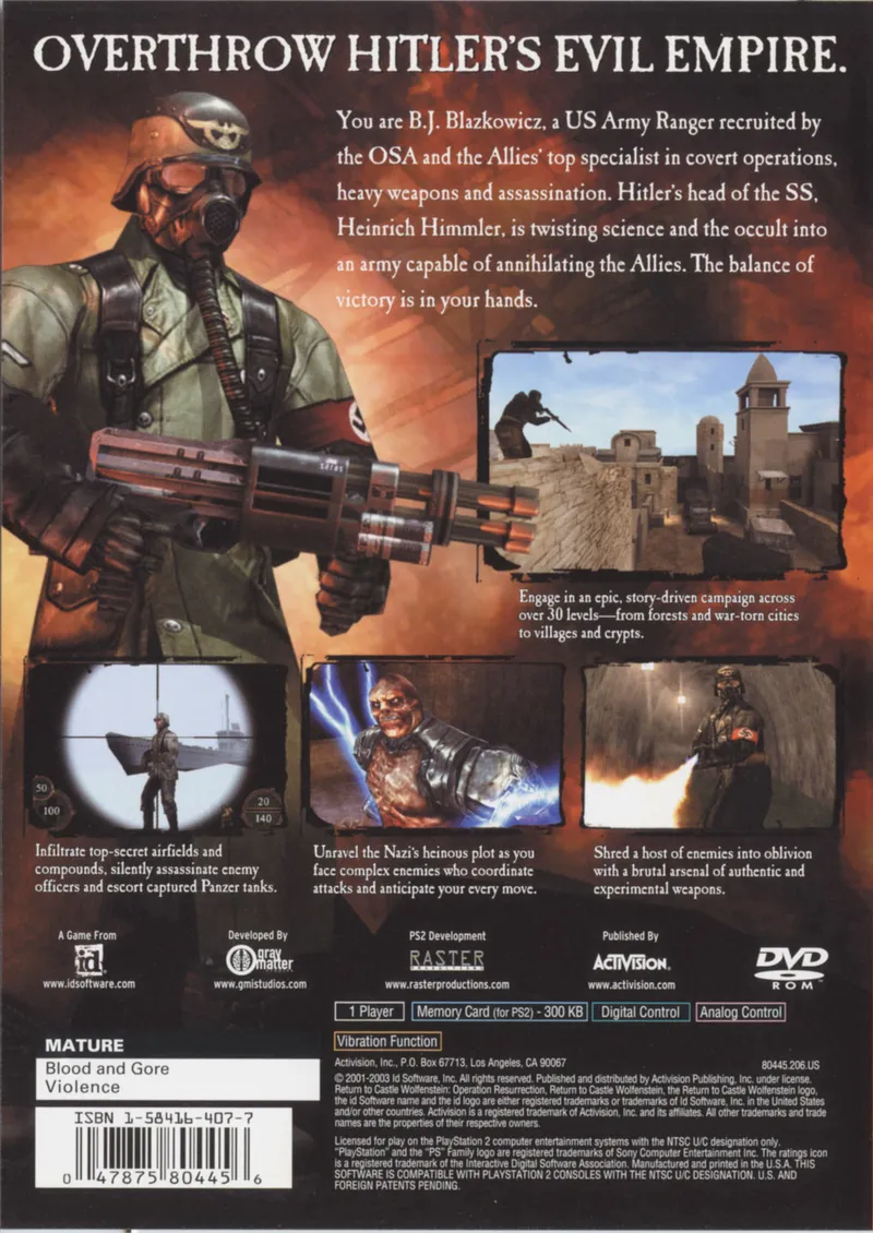 Return to Castle Wolfenstein: Operation Resurrection box back