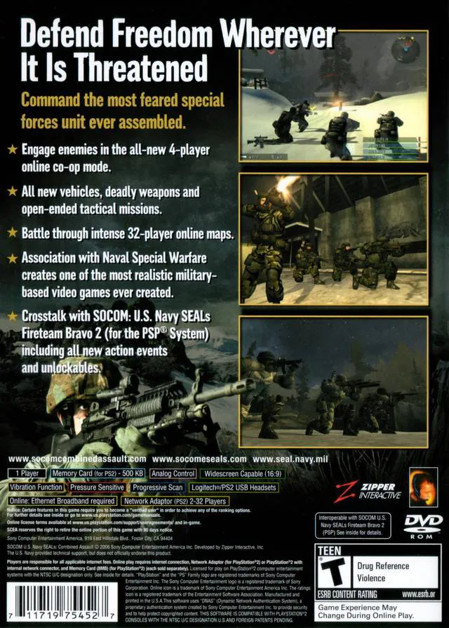 SOCOM: U.S. Navy SEALs - Combined Assault box back