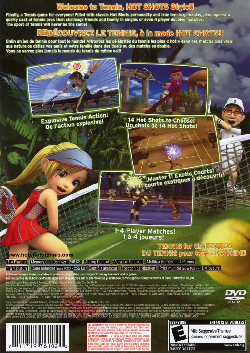 Hot Shots Tennis box back