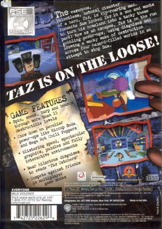 Taz Wanted box back