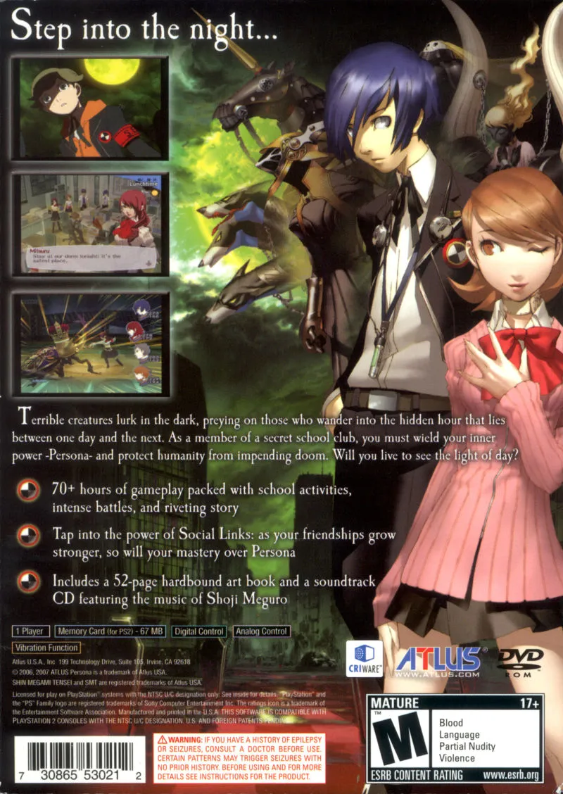 Shin Megami Tensei: Persona 3 box back