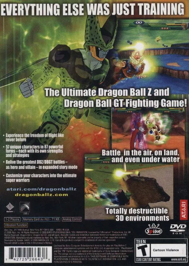 Dragon Ball Z: Budokai Tenkaichi box back