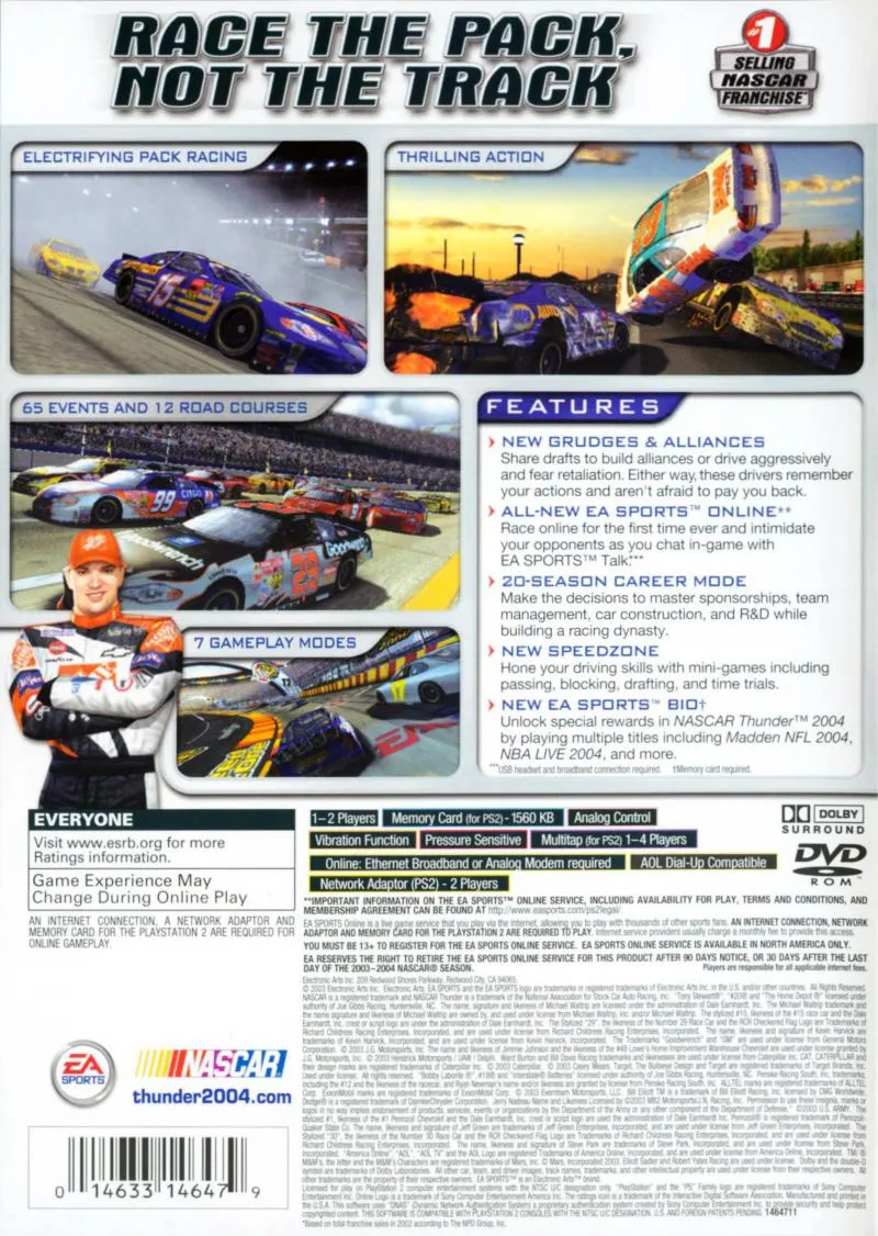 Nascar Thunder 2004 box back