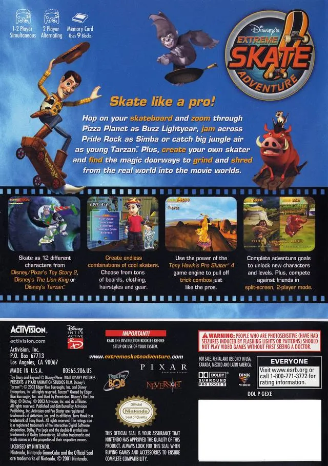 Disney's Extreme Skate Adventure box back