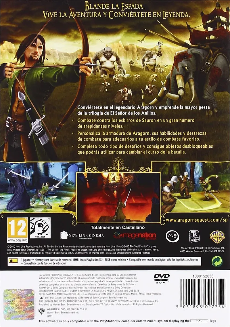 The Lord of the Rings: Aragorn's Quest box back