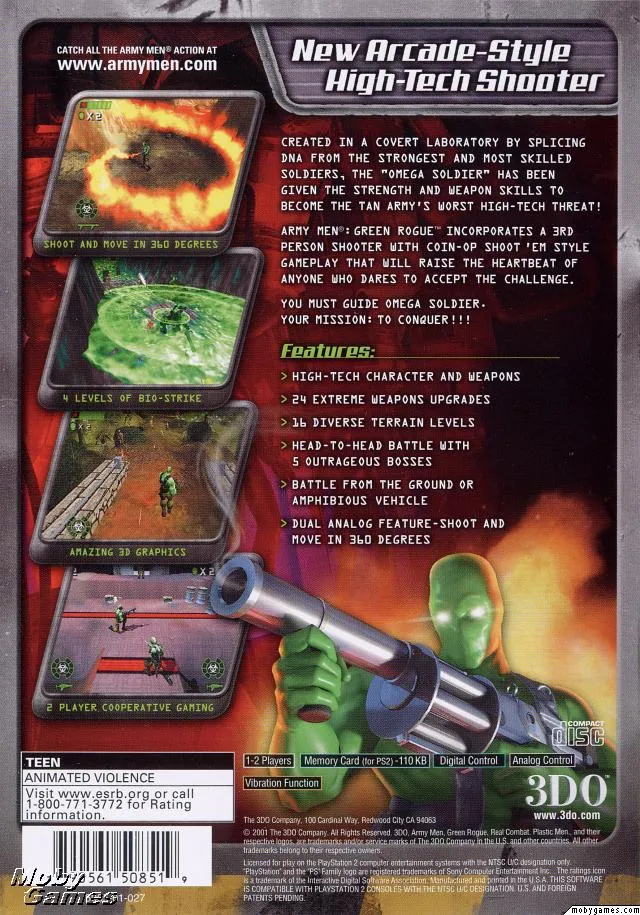 Army Men: Green Rogue box back
