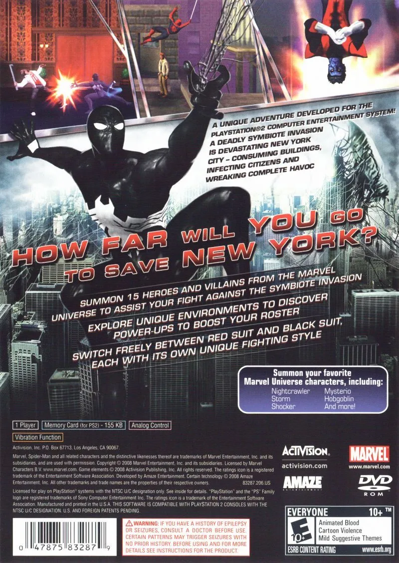 Spider-Man: Web of Shadows box back