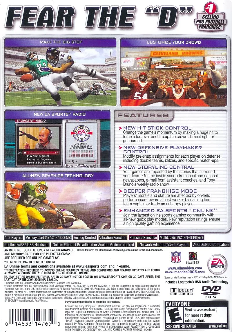 Madden NFL 2005 box back