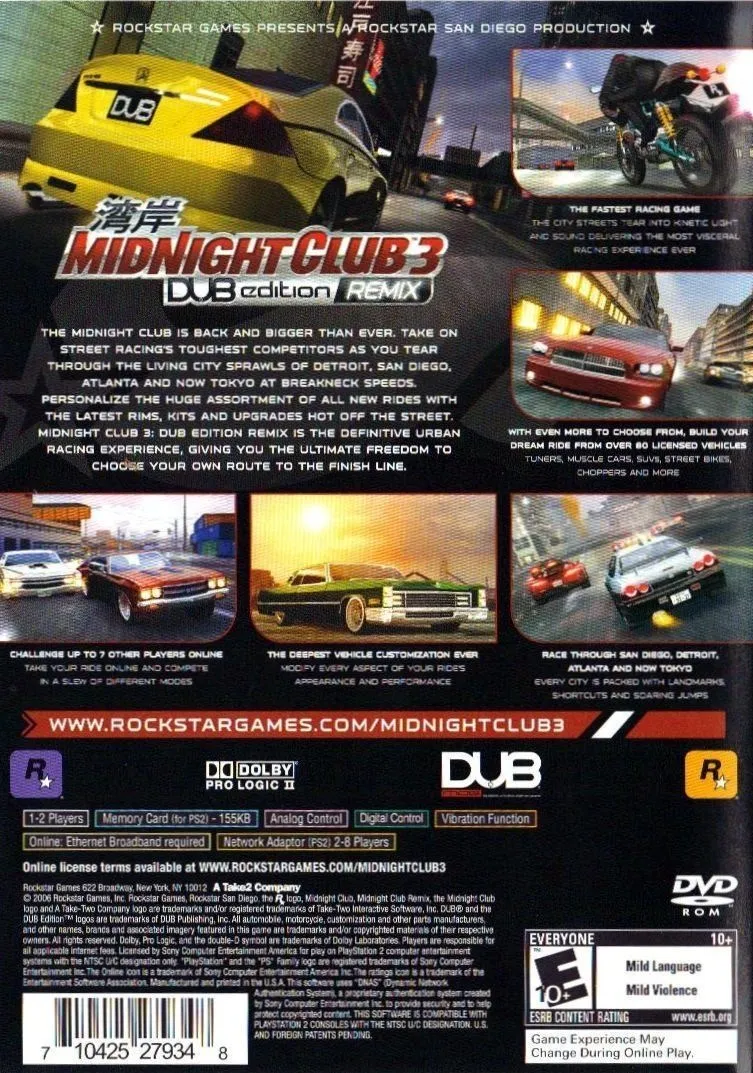 Midnight Club 3: DUB Edition Remix box back