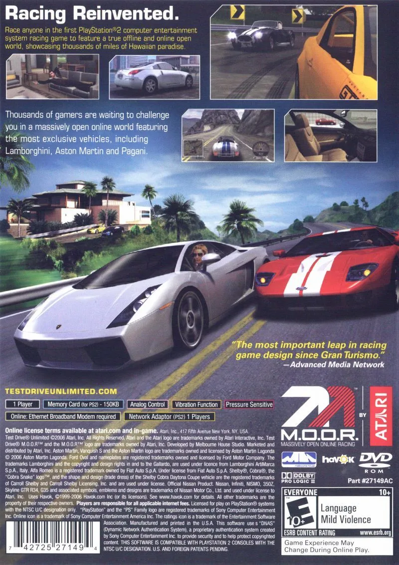 Test Drive Unlimited box back