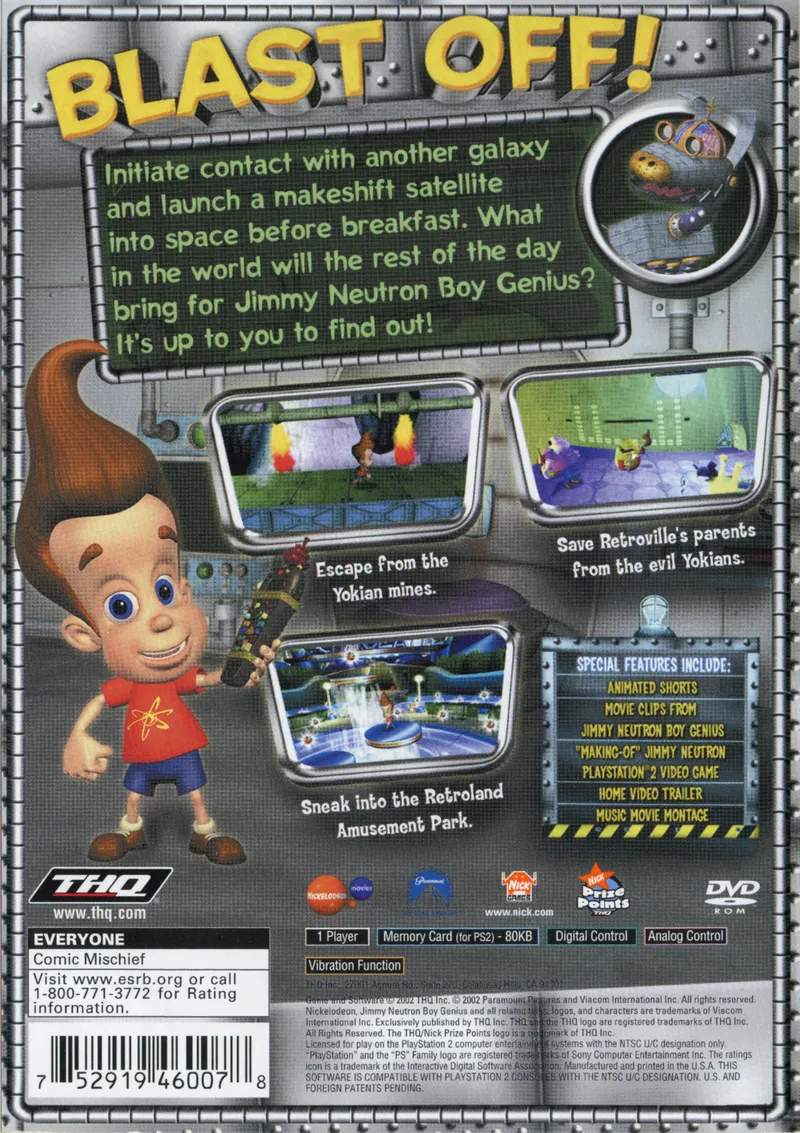 Jimmy Neutron: Boy Genius box back
