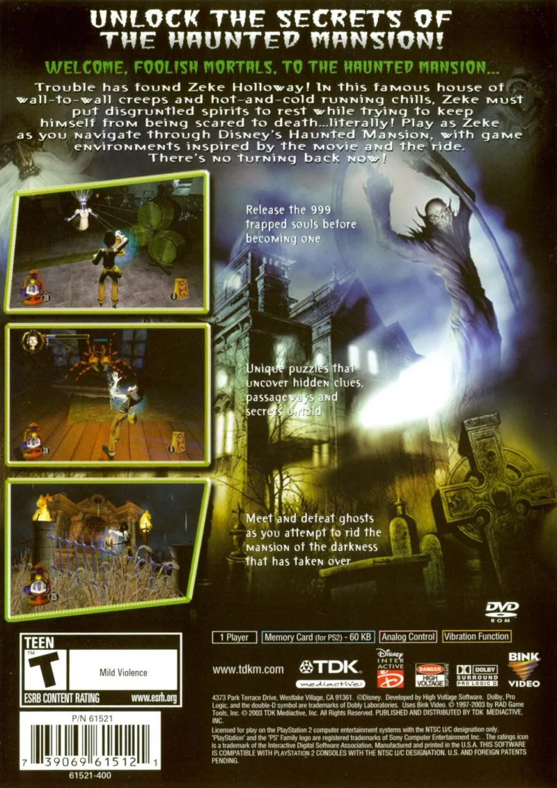 The Haunted Mansion box back