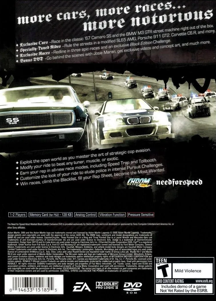 Need for Speed: Most Wanted: Black Edition box back