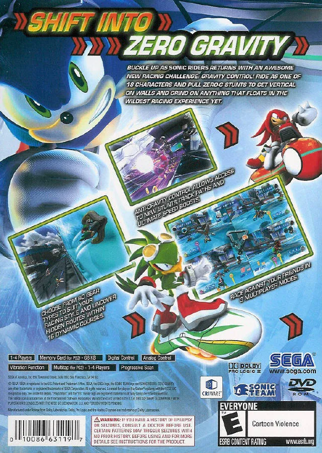 Sonic Riders: Zero Gravity box back