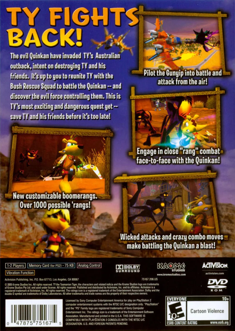 Ty the Tasmanian Tiger 3: Night of the Quinkan box back