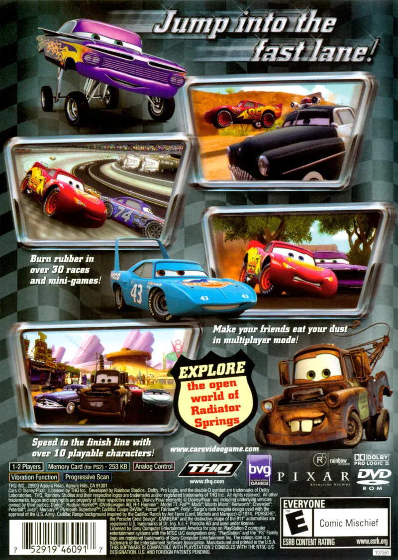 Disney-Pixar Cars box back