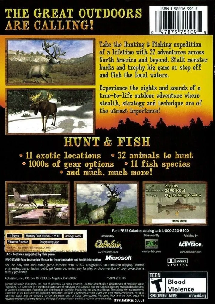 Cabela's Outdoor Adventures box back