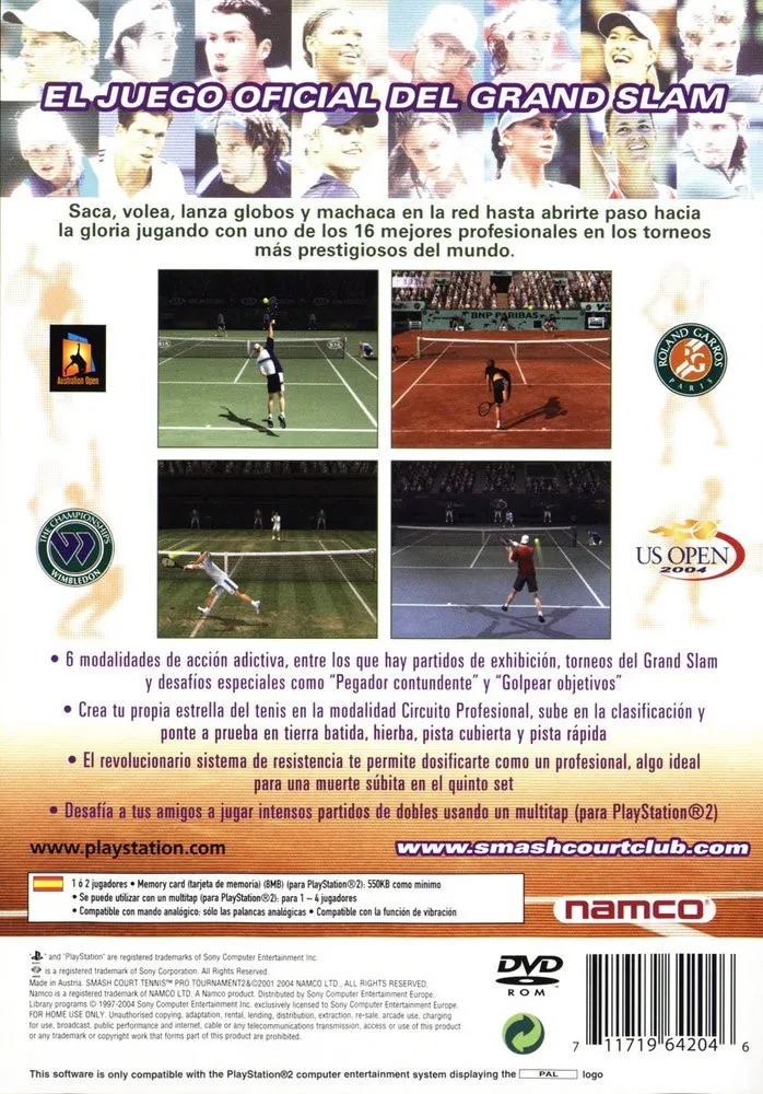 Smash Court Tennis Pro Tournament 2 box back