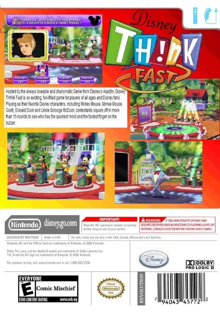 Disney Th!nk Fast: The Ultimate Trivia Showdown box back