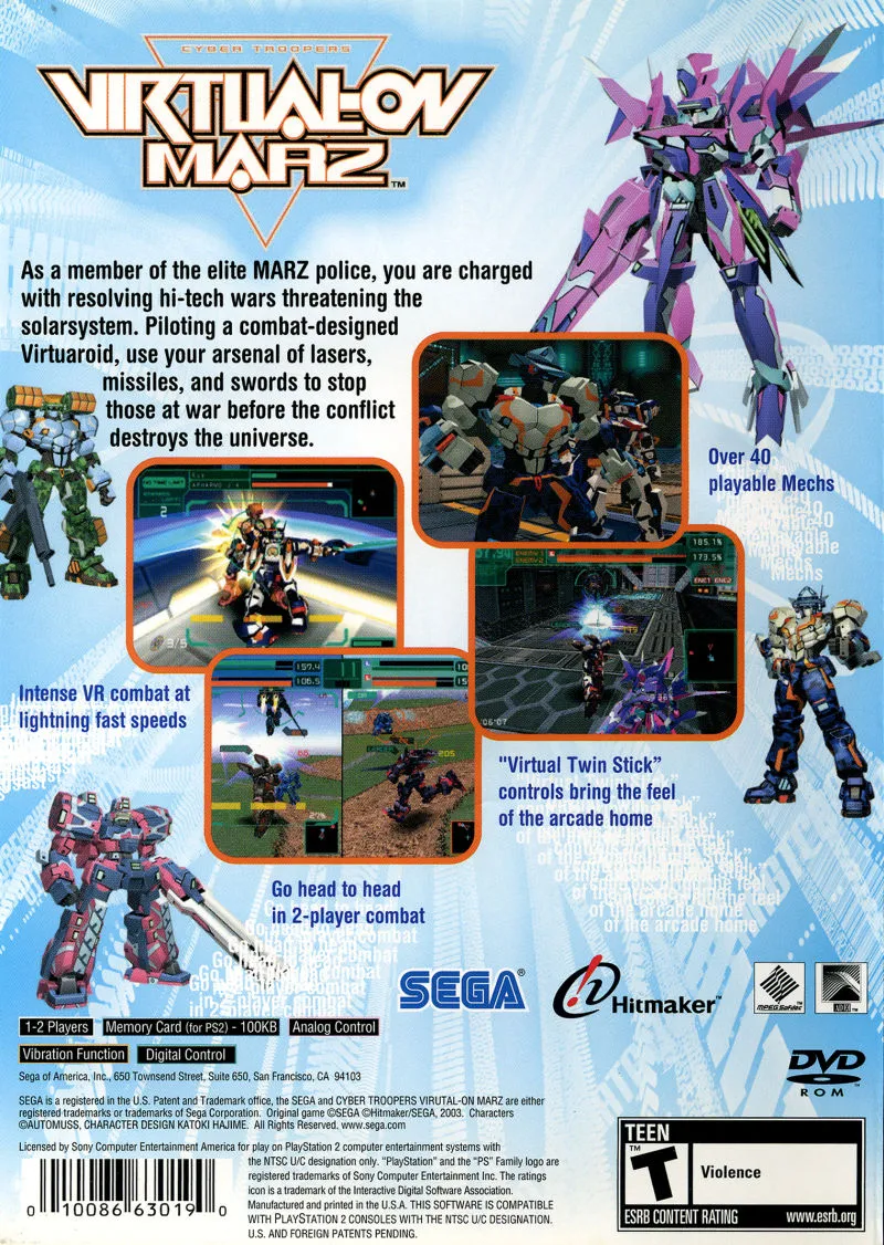 Cyber Troopers Virtual-On Marz box back