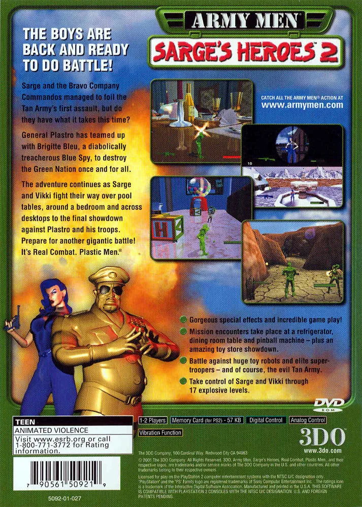 Army Men: Sarge's Heroes 2 box back
