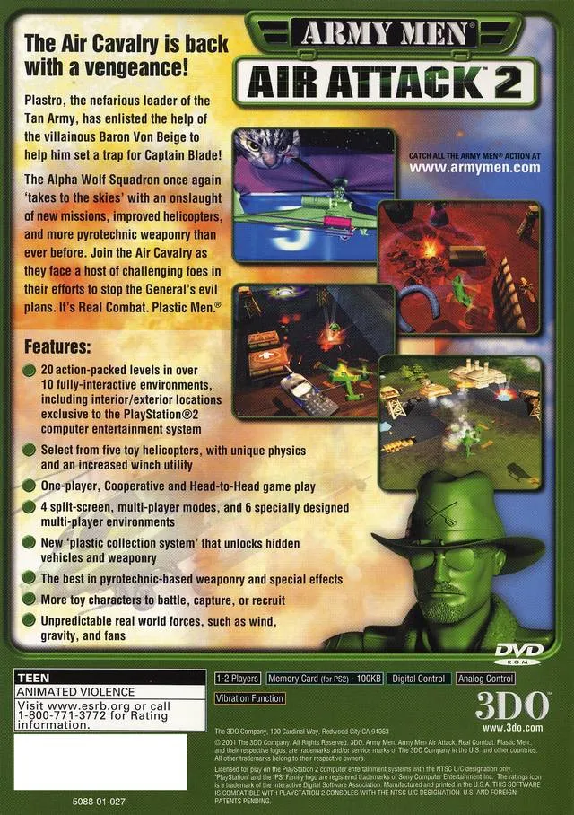 Army Men: Air Attack 2 box back