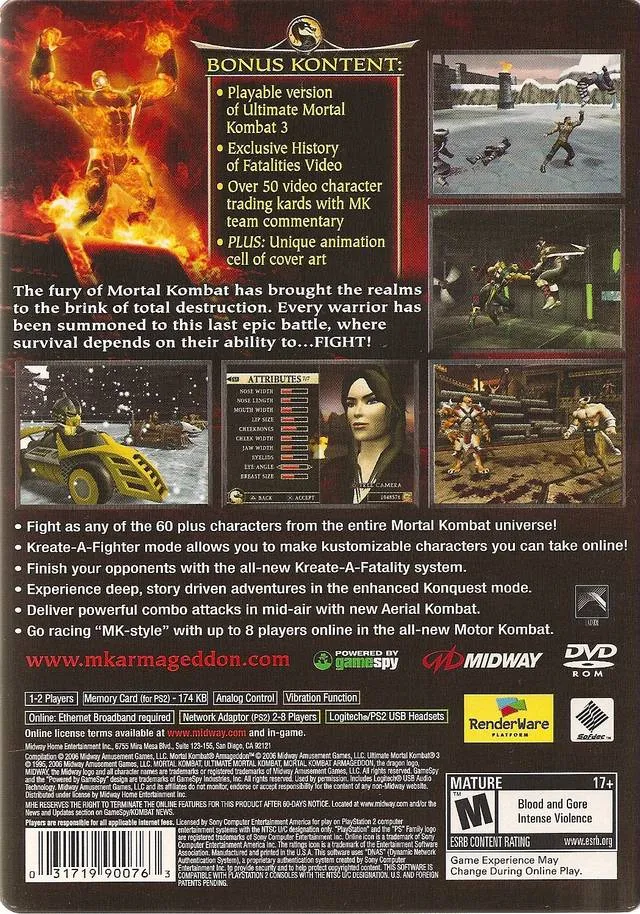 Mortal Kombat: Armageddon: Premium Edition box back