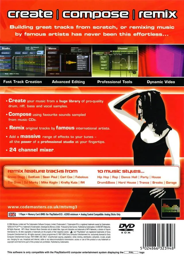 MTV Music Generator 3: This Is the Remix box back