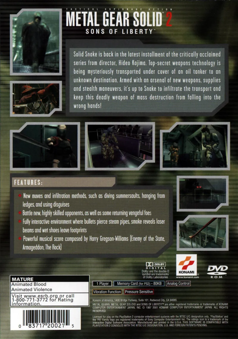 Metal Gear Solid 2: Sons of Liberty box back