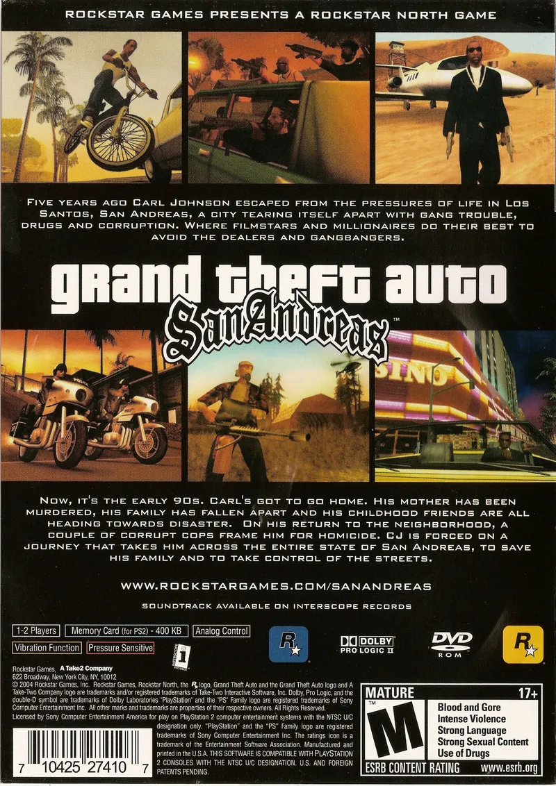 Grand Theft Auto: San Andreas box back