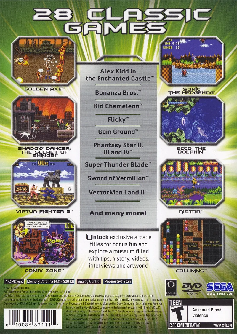 Sega Genesis Collection box back