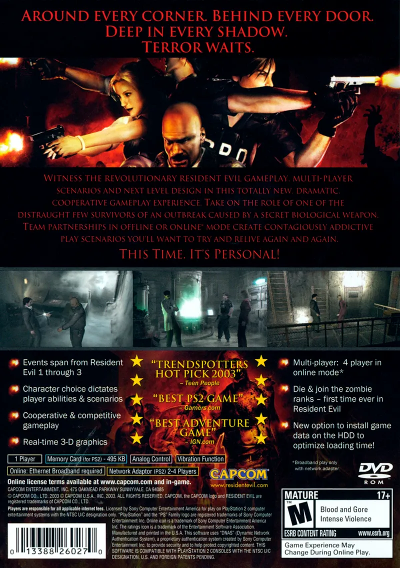 Resident Evil: Outbreak box back