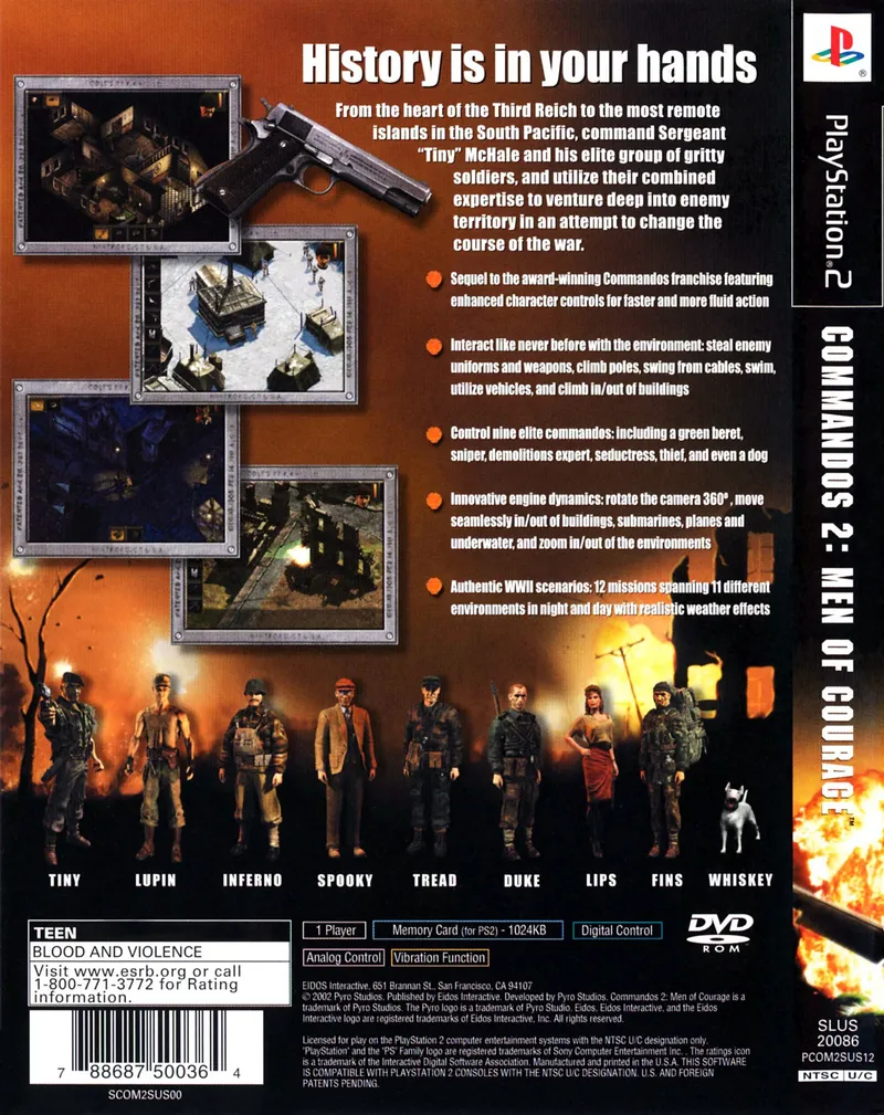 Commandos 2: Men of Courage box back