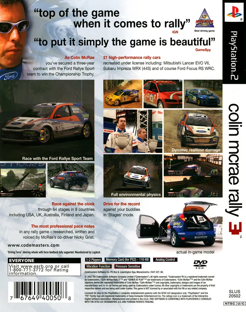 Colin McRae Rally 3 box back