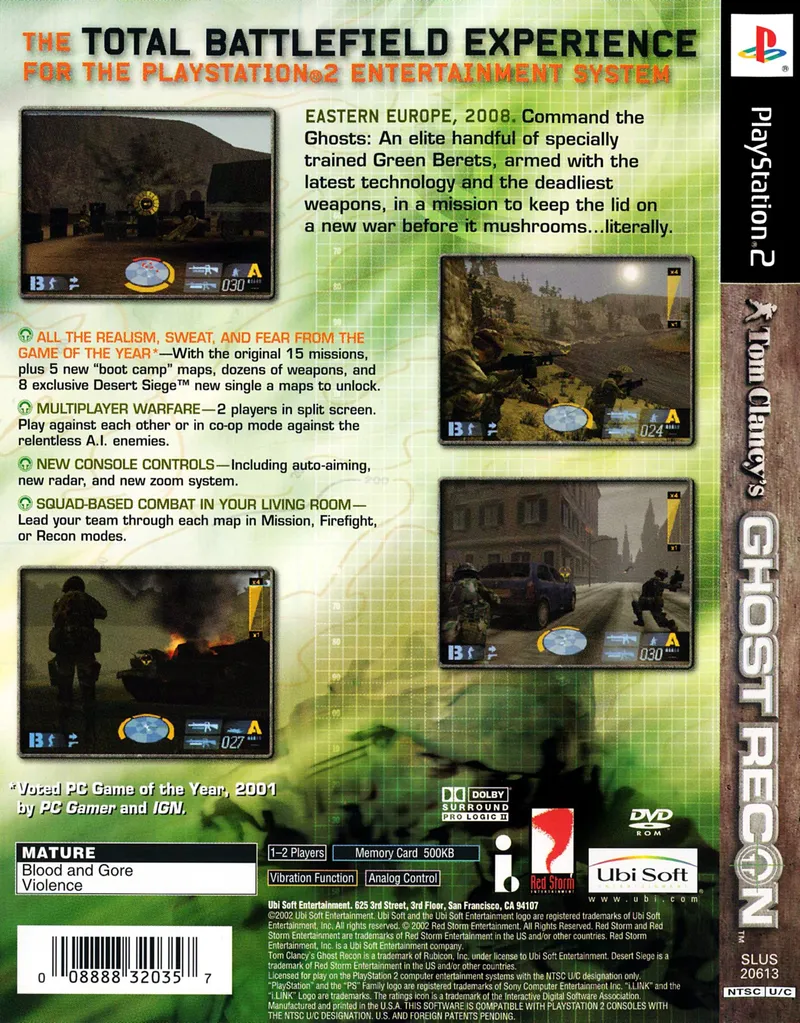 Tom Clancy's Ghost Recon box back