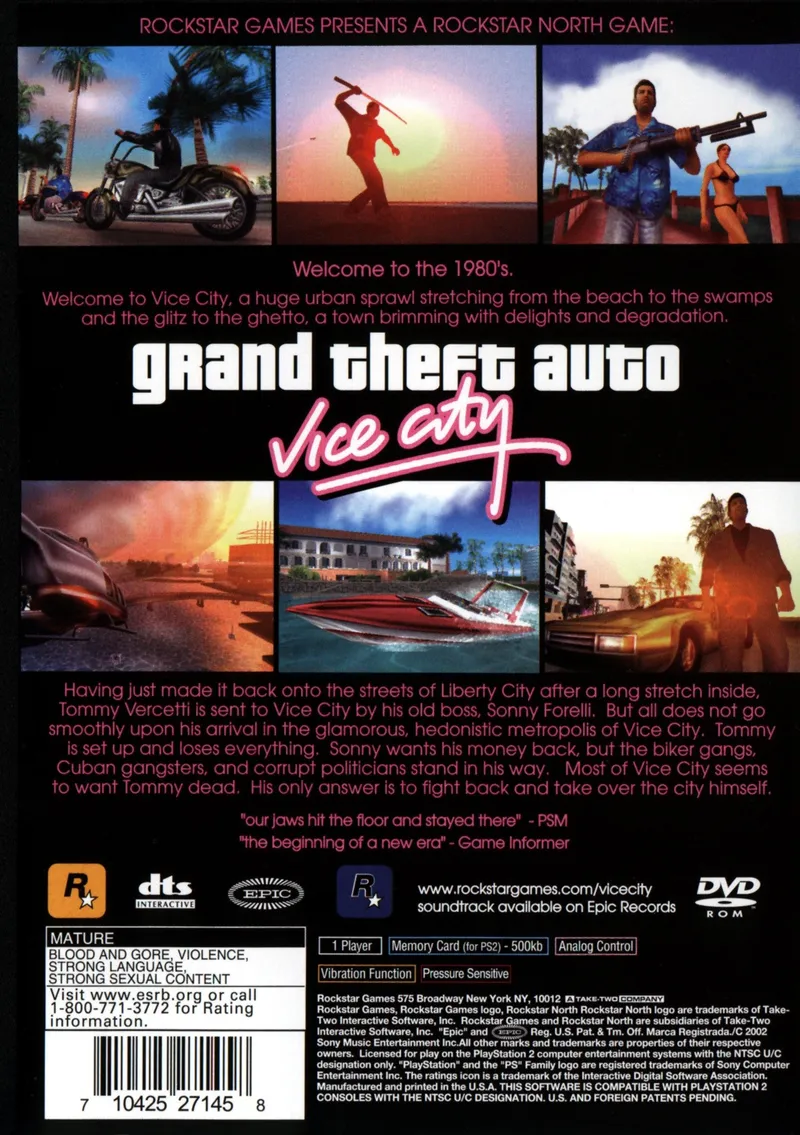 Grand Theft Auto: Vice City box back