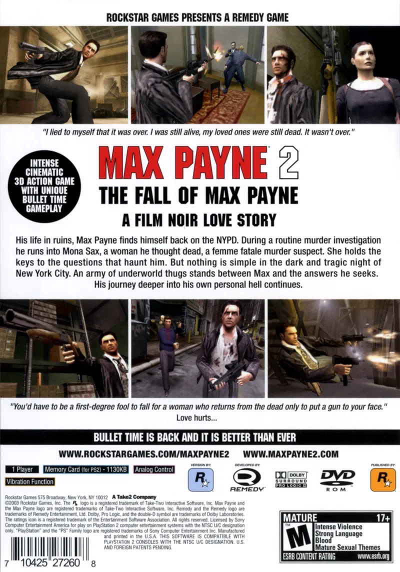 Max Payne 2: The Fall of Max Payne box back