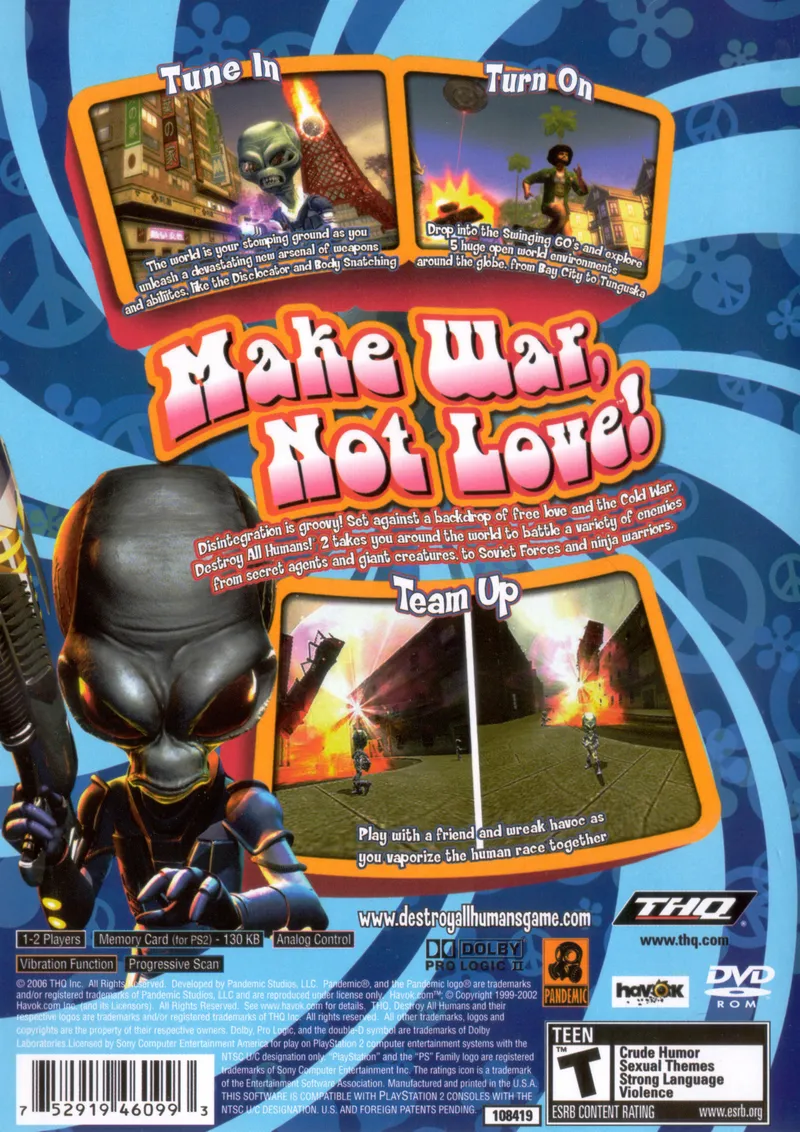 Destroy All Humans! 2 box back