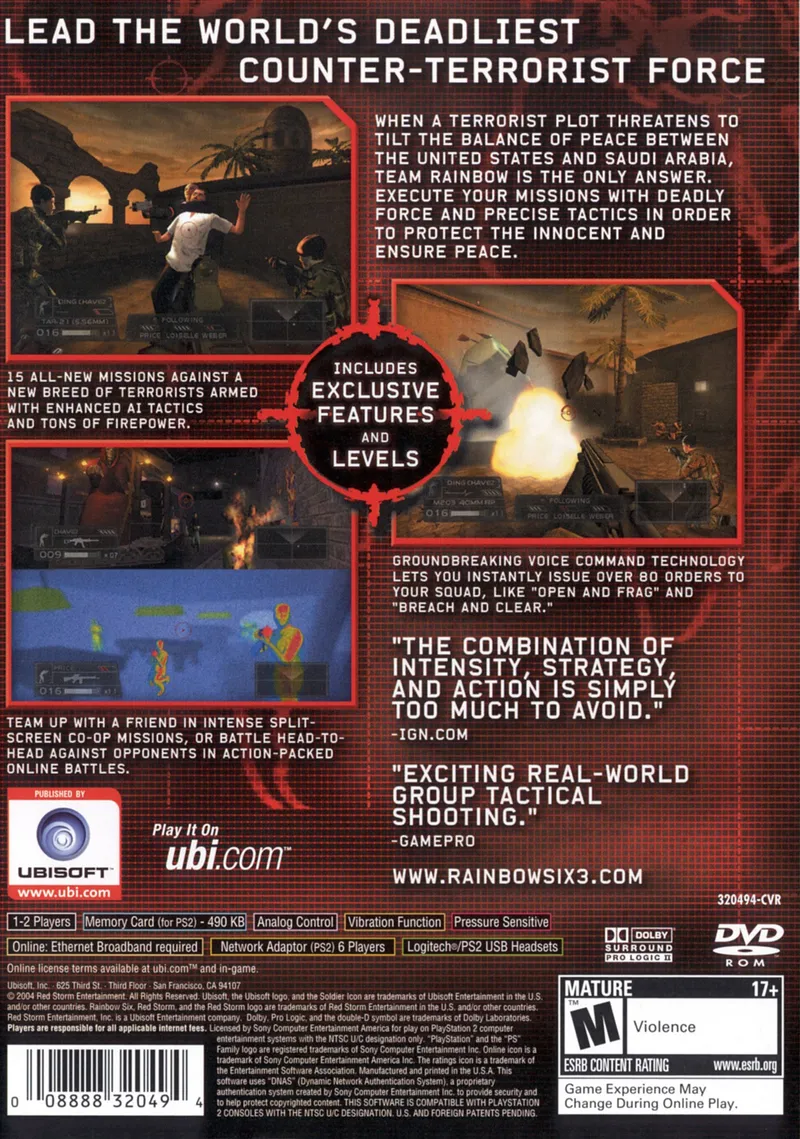 Tom Clancy's Rainbow Six 3 box back