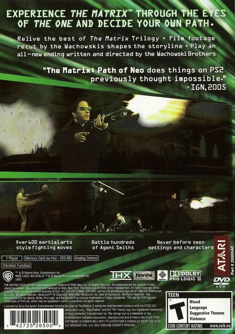 The Matrix: Path of Neo box back