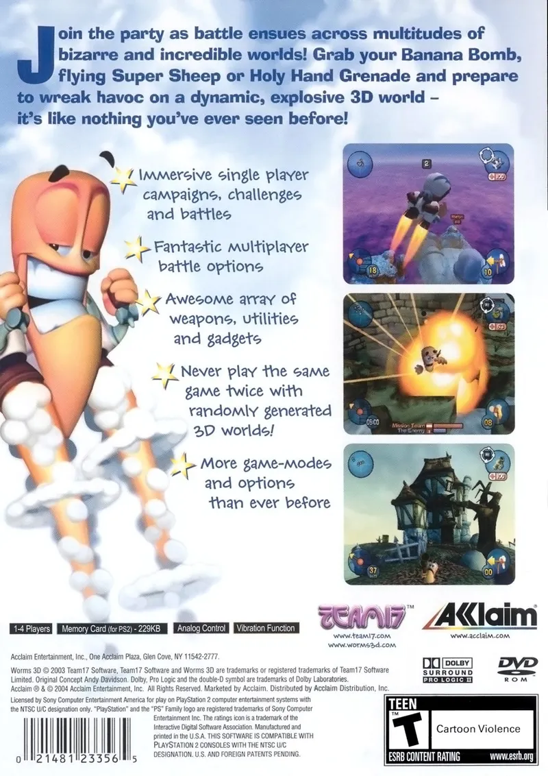 Worms 3D box back