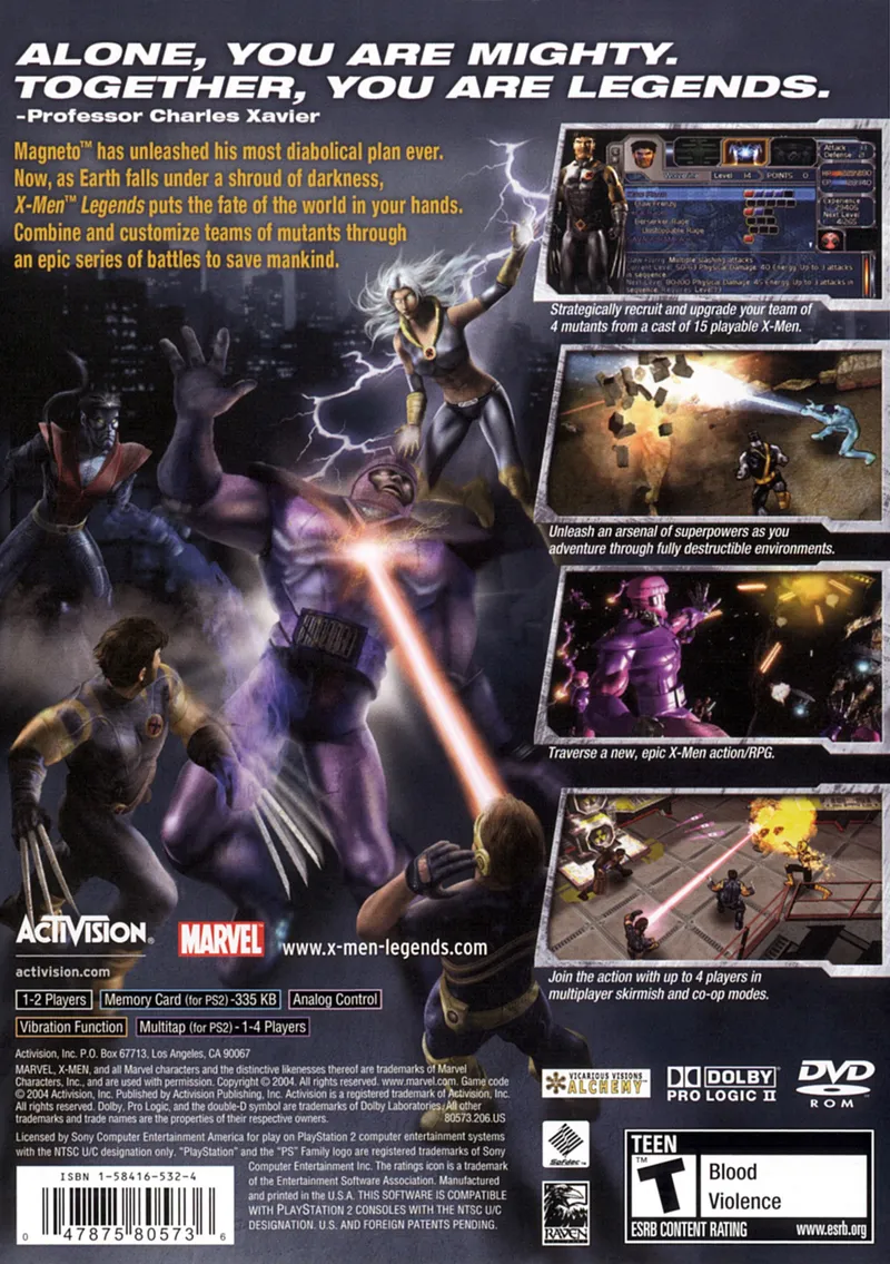 X-Men Legends box back
