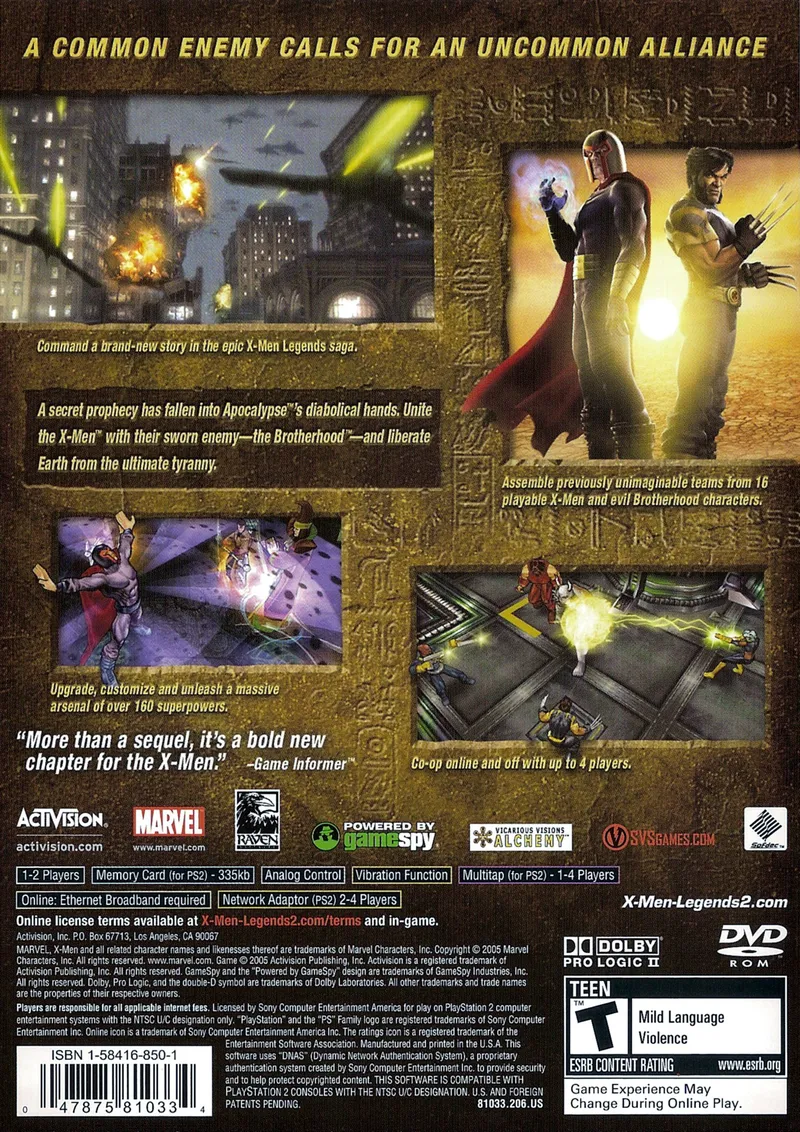 X-Men Legends II: Rise of Apocalypse box back