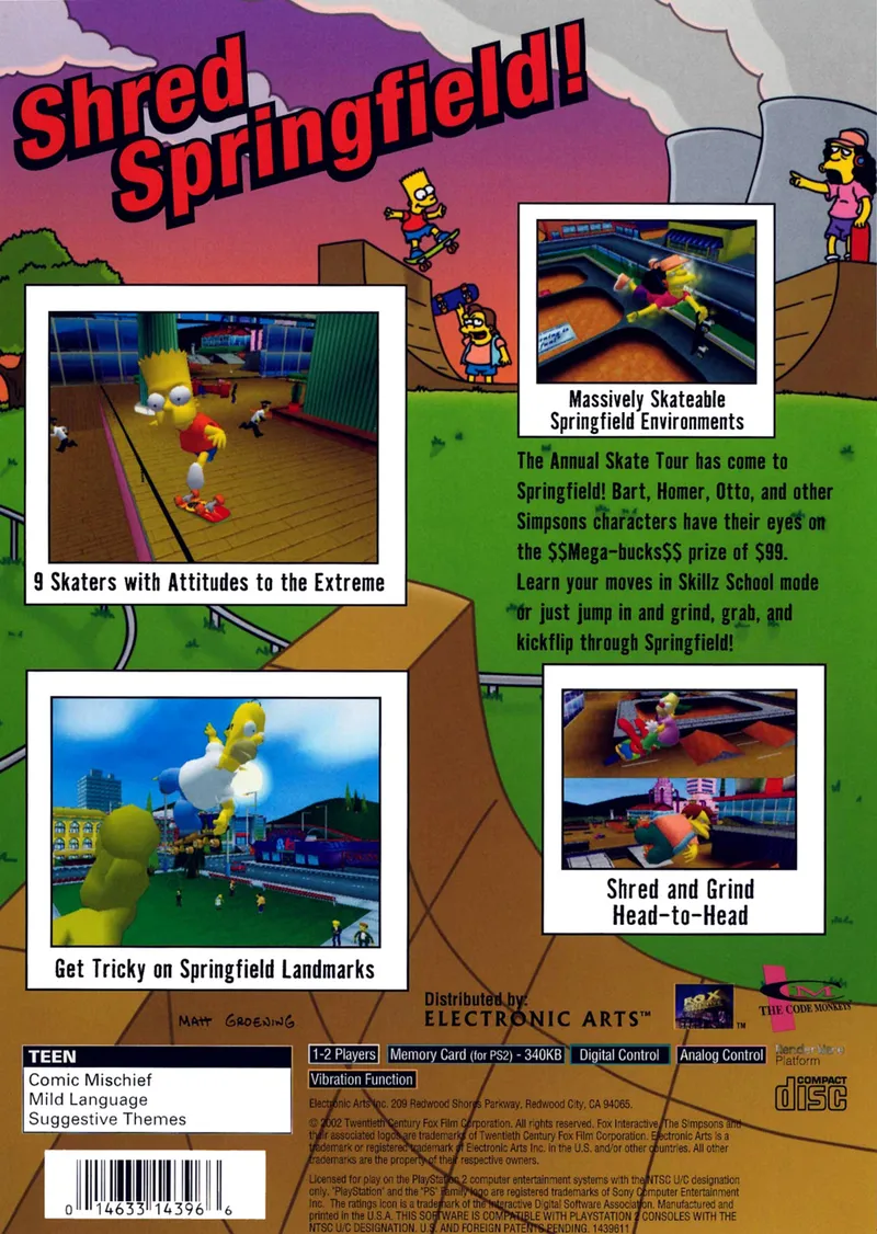 The Simpsons Skateboarding box back