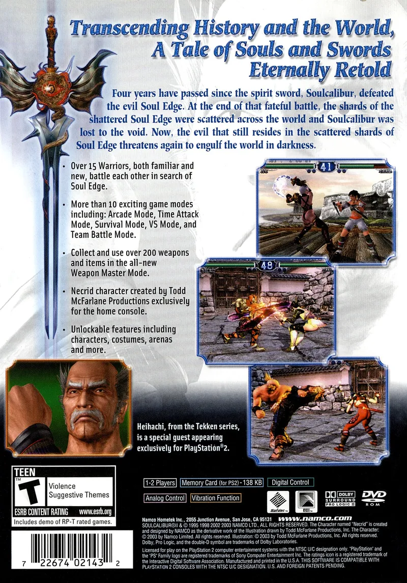 SoulCalibur II box back