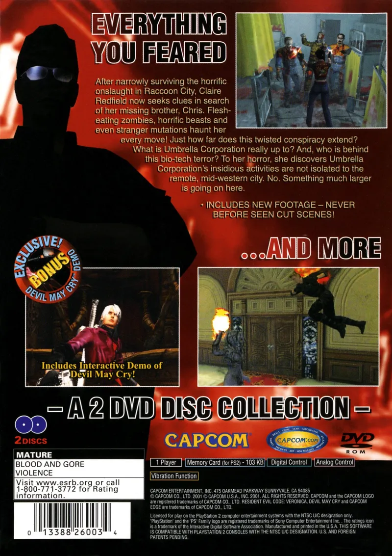 Resident Evil Code: Veronica X box back