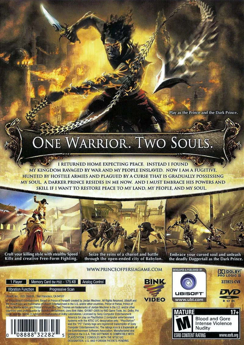 Prince of Persia: The Two Thrones box back