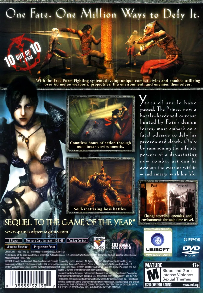 Prince of Persia: Warrior Within box back