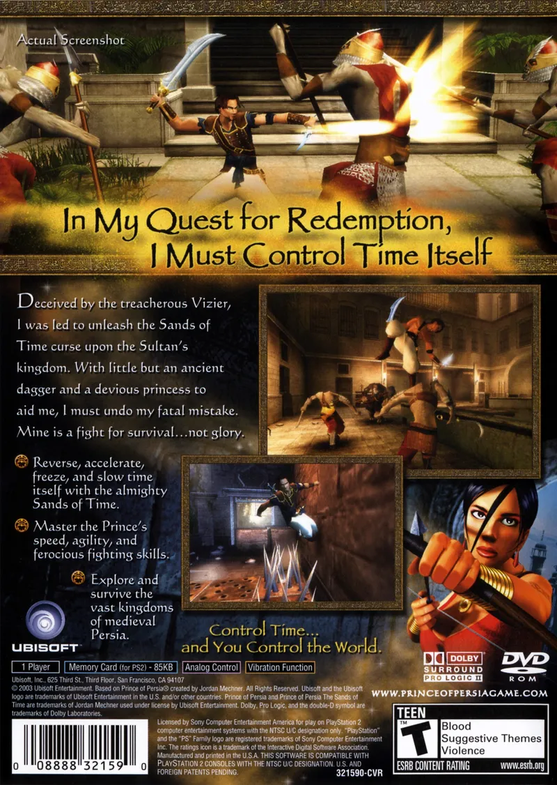 Prince of Persia: The Sands of Time box back